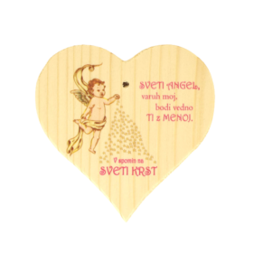 Sveti krst "Sveti angel varuh moj" - leseno masivno srce