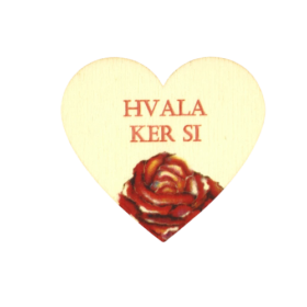 Lesen srček "Hvala, ker si" z rdečo vrtnico