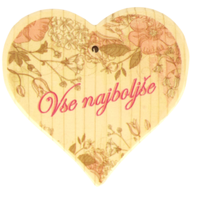 Leseno masivno srce "Vse najboljše"