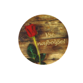 Lesen krogec "Vse najboljše" z rdečo vrtnico