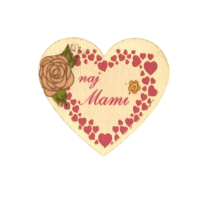 Naj mami - leseno srce