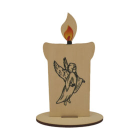 Lesena sveča z motivom angelčka