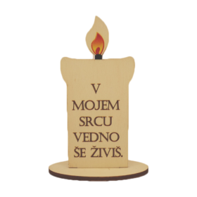 Lesena sveča "V mojem srcu vedno še živiš"