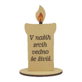 Lesena sveča "V naših srcih vedno še živiš"