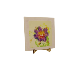 Okrasna ploščica z motivom cveta - keramik dekor