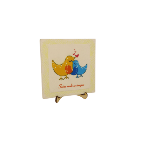 Okrasna ploščica "Srčno radi se imejmo" - keramik dekor