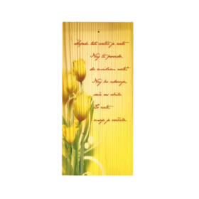 Voščilo na leseni tablici s tulipani