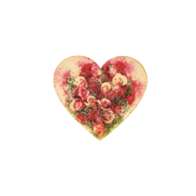 Šopek vrtnic na lesenem srcu