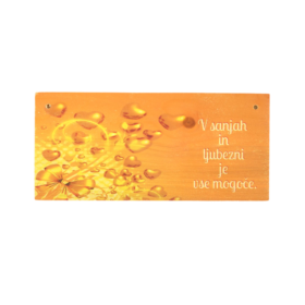 V sanjah in ljubezni je vse mogoče / lesena dekoracija / motivacijska